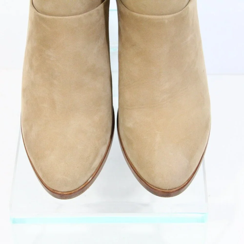 Nisolo Boots sz 7.5 Women Leather Ankle Bootie Stacked Heel zipper dari